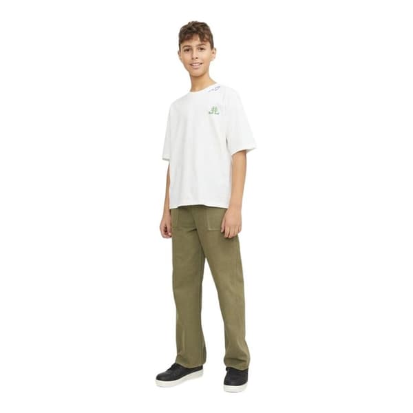 Barn T-shirt med kortärm Jack & Jones Jorcole Back Print Vit Grön - 116-122 cm