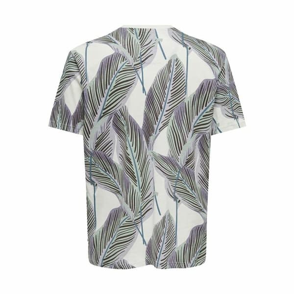 T-shirt med kortärm Herr Only & Sons Onskobe Reg Banana Leaf Blå Vit - XL