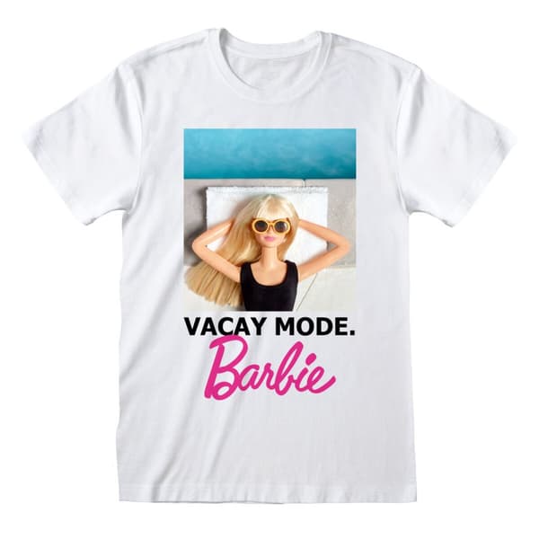 Kortærmet T-shirt Barbie Vacay Mode Hvid Unisex - XL