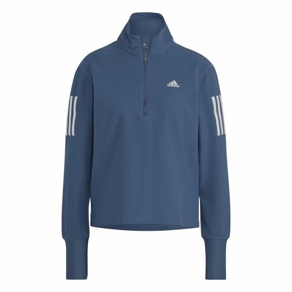 Kvinde Langærmet T-Shirt Adidas Own the Run 1/2 Zip Indigo - L