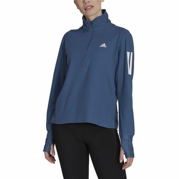Kvinde Langærmet T-Shirt Adidas Own the Run 1/2 Zip Indigo - L