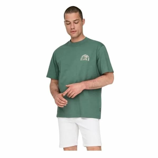 Kortærmet T-shirt til Mænd Only & Sons Onskylan Rlx Icon Mørk grøn - S