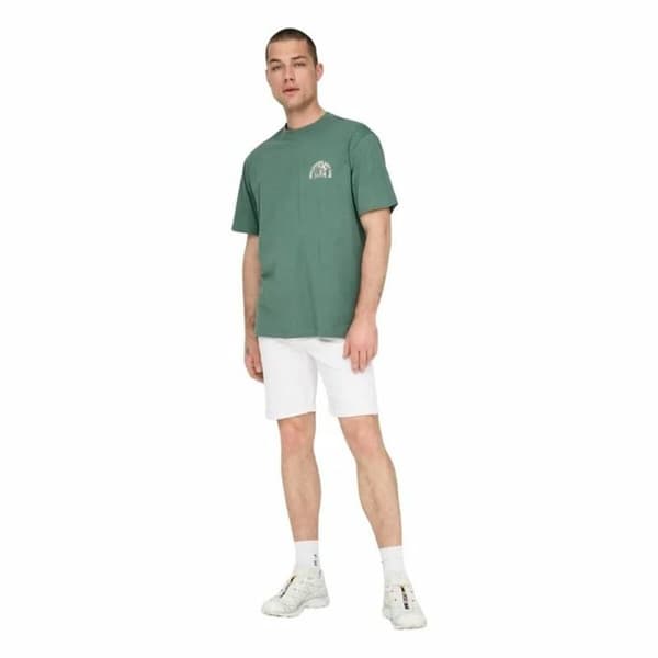 Kortærmet T-shirt til Mænd Only & Sons Onskylan Rlx Icon Mørk grøn - S