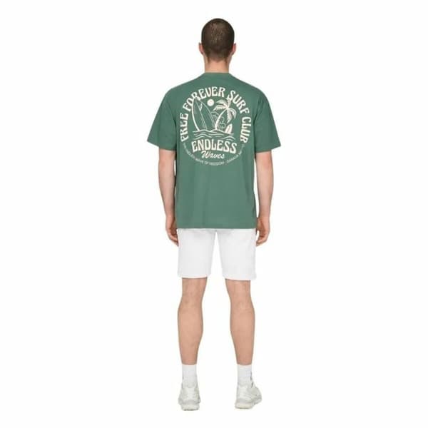 Kortærmet T-shirt til Mænd Only & Sons Onskylan Rlx Icon Mørk grøn - S