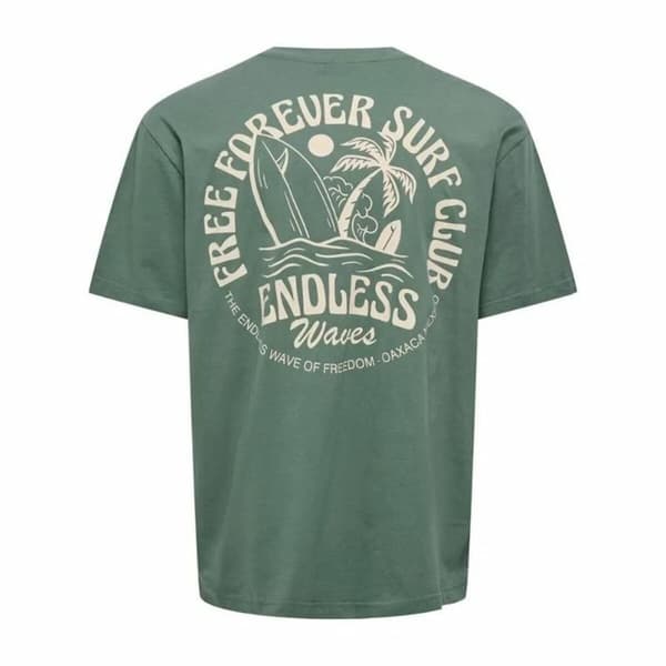 Kortærmet T-shirt til Mænd Only & Sons Onskylan Rlx Icon Mørk grøn - S