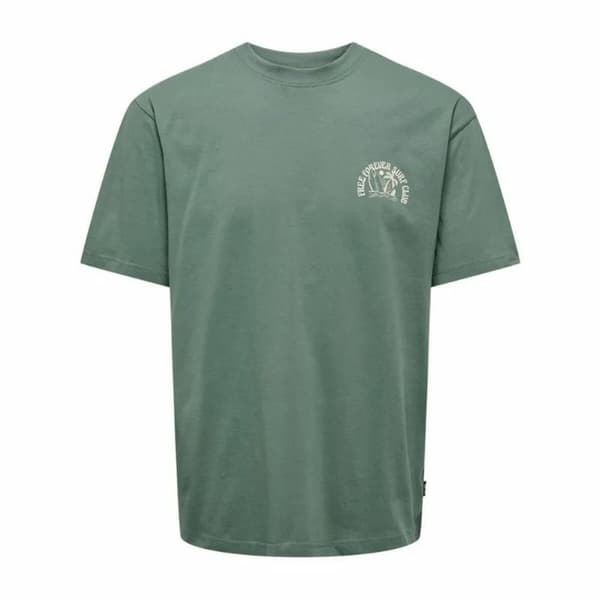 Kortærmet T-shirt til Mænd Only & Sons Onskylan Rlx Icon Mørk grøn - S
