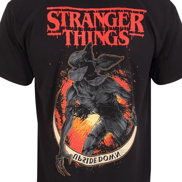 Lyhythihainen paita Stranger Things Demogorgon Upside Down Musta Unisex - S