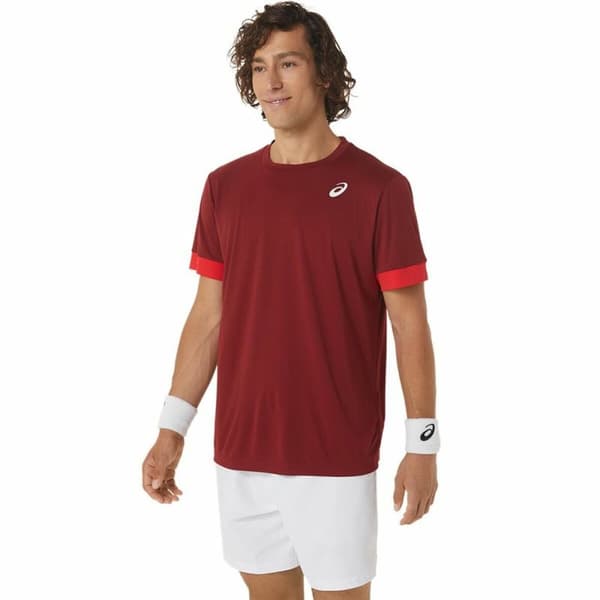 Miesten T-paita Asics Court Tummanpunainen Tennis - S