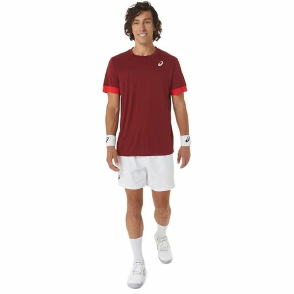 Miesten T-paita Asics Court Tummanpunainen Tennis - S