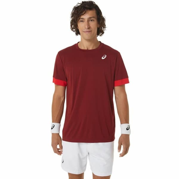 Miesten T-paita Asics Court Tummanpunainen Tennis - S