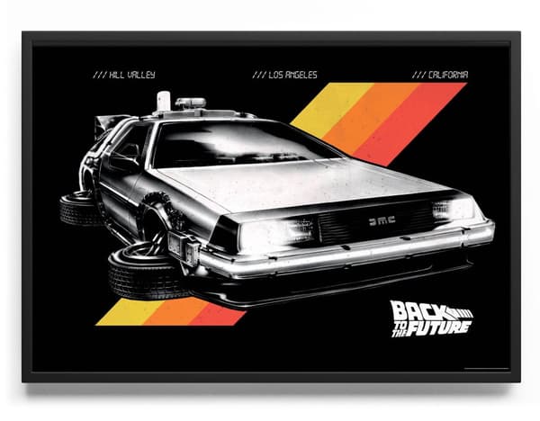 Black Retro DeLorean Poster 50x70