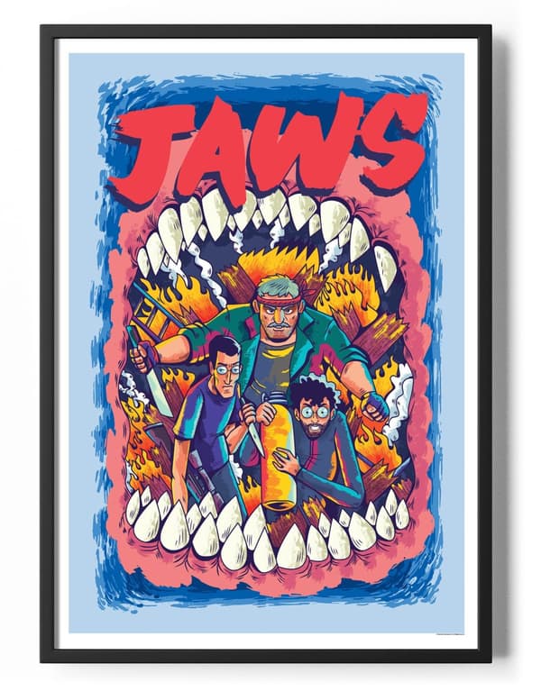 Jaws Cartoon Characters Poster 50x70