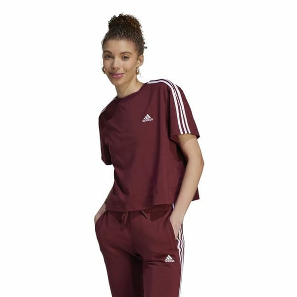 Naisten T-paita Adidas 3S Cr Ruskea - 2XS