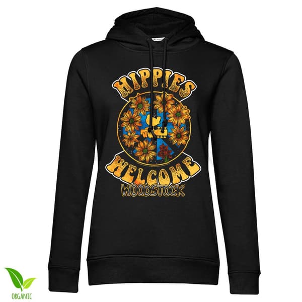 Hippies Welcome Girly Hoodie Black Small