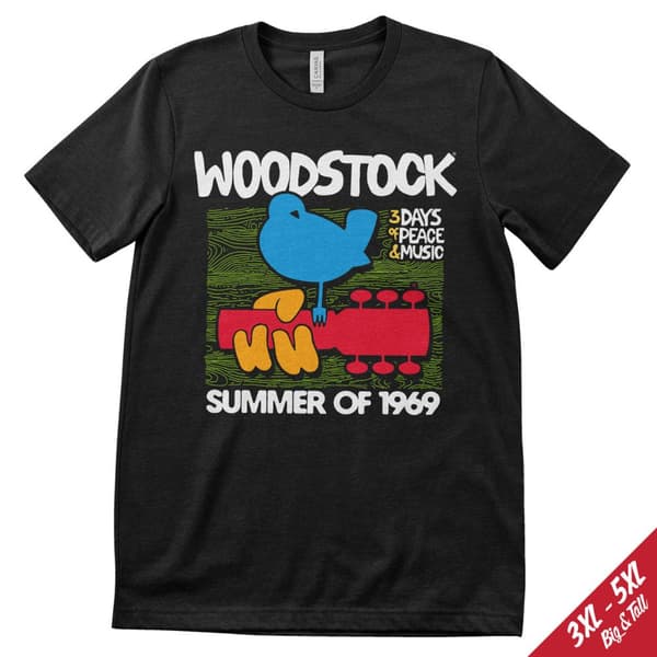 Woodstock - Summer Of 1969 Big & Tall T-Shirt Black 5XL