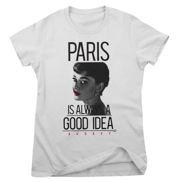 Audrey Hepburn - Paris Is Always A Good Idea Girly Tee White Large