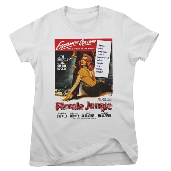 Female Jungle Retro Movie Poster Girly Tee White Medium