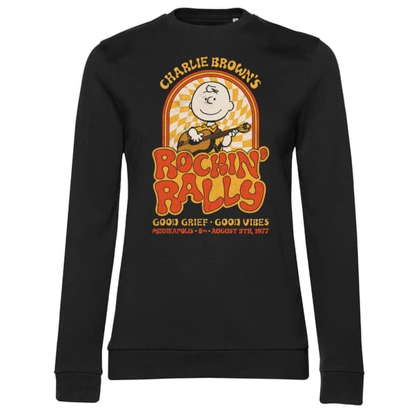 Charlie Browns Rockin Rally Girly Sweatshirt Black Small
