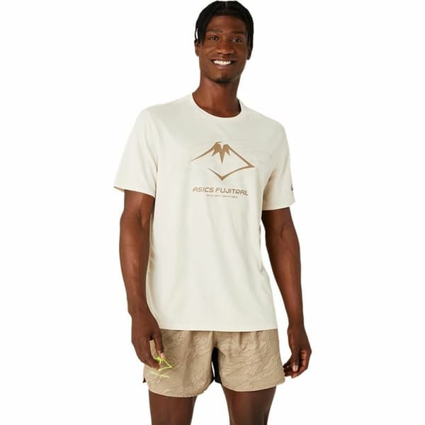 T-shirt med kortärm Asics Fujitrail Logo Ss Top Beige - XL