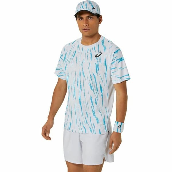 Kortærmet Sport T-shirt Asics Game Ss Top Hvid Lyseblå Tovtrækning - L