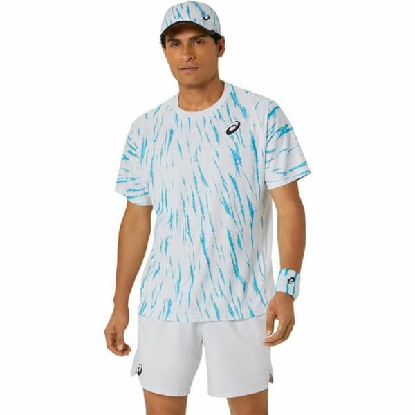 Kortermet sport-t-skjorte Asics Game Ss Top Hvit Lyse Blå Tennis - L