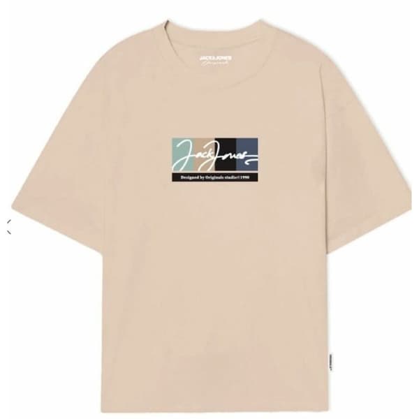 Miesten T-paita Jack & Jones JORPORTLAND BLOCK BRANDING SS CN LN 12262662 Beige - XL