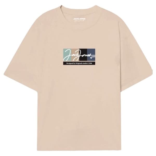 Miesten T-paita Jack & Jones JORPORTLAND BLOCK BRANDING SS CN LN 12262662 Beige - XL