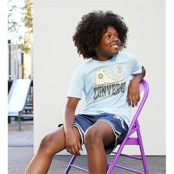 Børne Kortærmet T-shirt Converse Script Sneaker Gfx Himmelblå - 13-15 år
