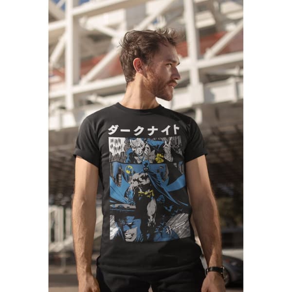 Kortærmet T-shirt Batman Manga Cover Sort Unisex - M
