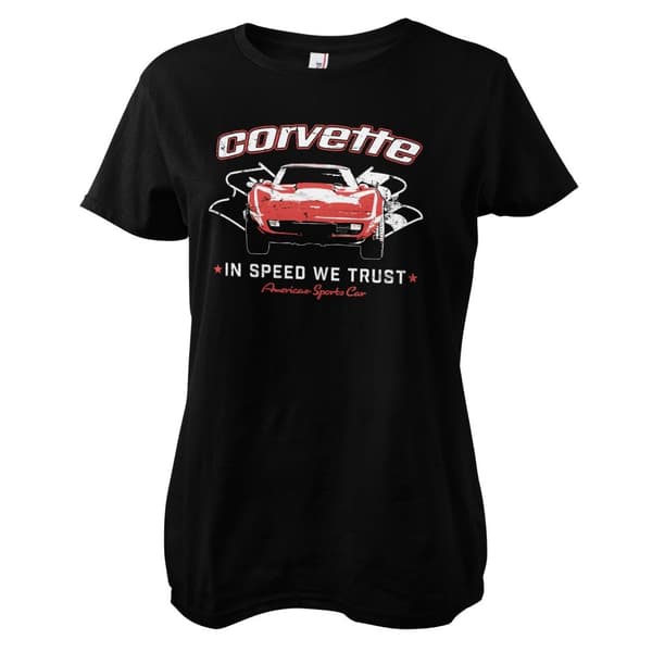 Corvette - In Speed We Trust Girly Tee Black X-Large