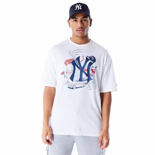 Kortarmet T-skjorte til Menn New Era MLB FOOD GRPHC OS New York Yankees Hvit - XL