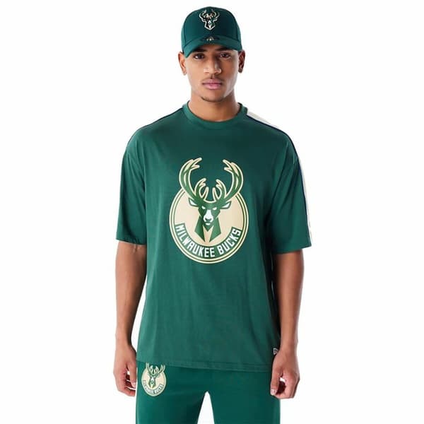 Miesten T-paita New Era NBA PANEL OS Milwaukee Bucks Vaaleanvihreä - S