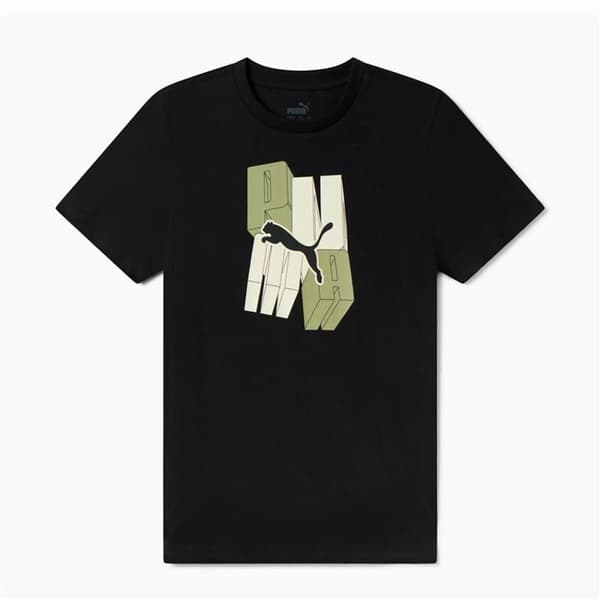 Barn T-shirt med kortärm Puma Essentials+ Graphic Svart - 15-16 år