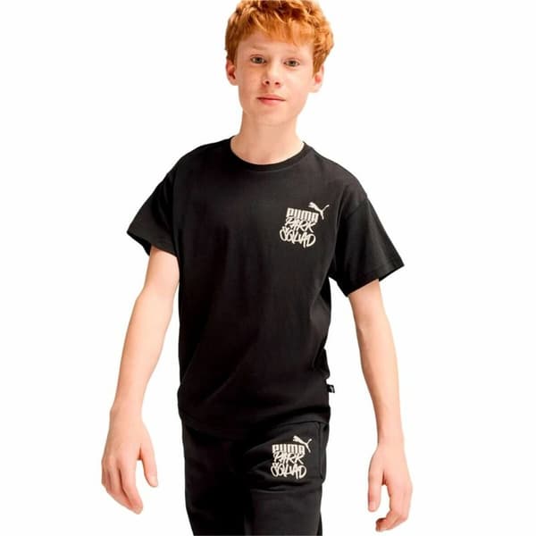 Barn T-shirt med kortärm Puma Essenntials+ Mid 90S Graphic Svart - 11-12 år