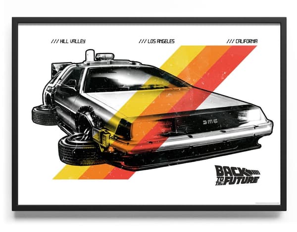 White Retro DeLorean Poster 50x70