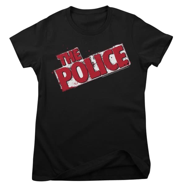 The Police Distressed Logo Girly Tee Black Large