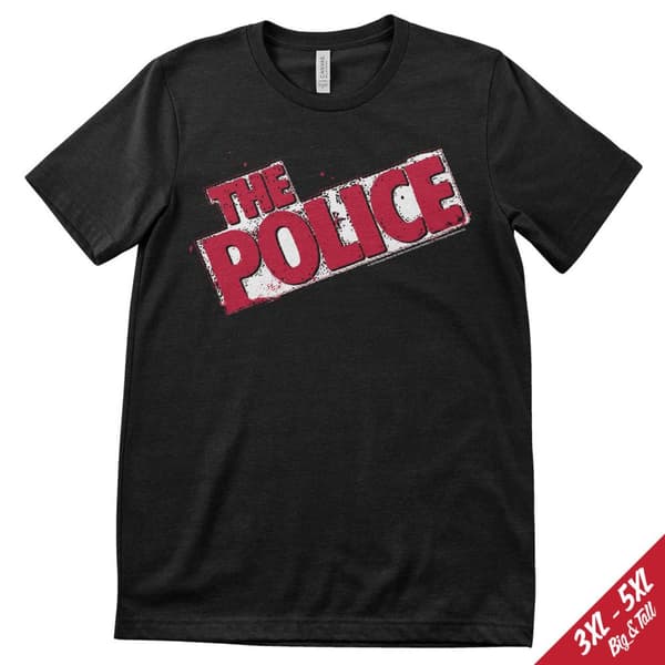The Police Distressed Logo Big & Tall T-Shirt Black 4XL