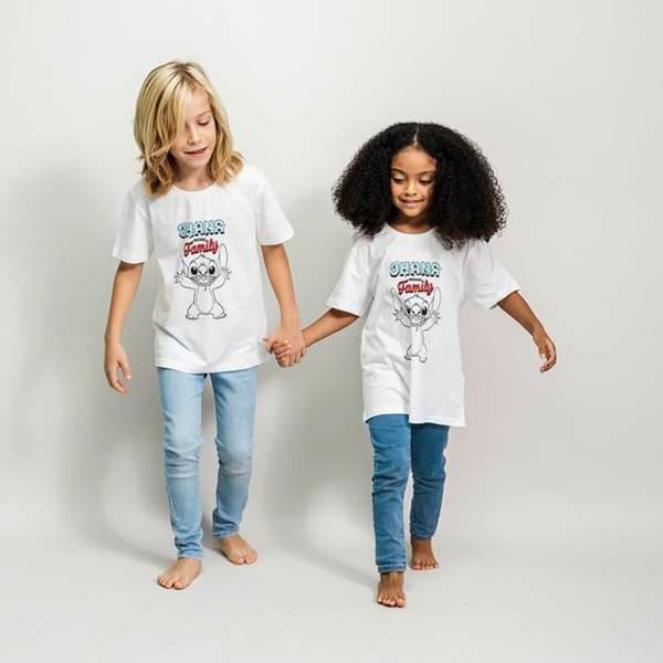 T-shirt med kortärm Barn Stitch Vit - 10 år