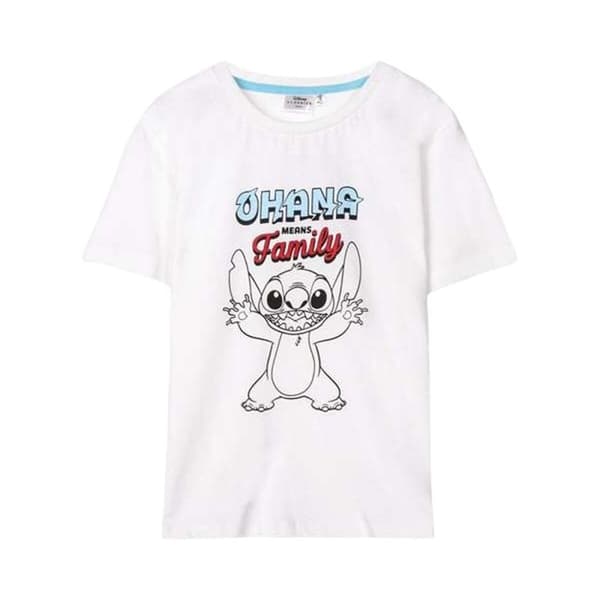 T-shirt med kortärm Barn Stitch Vit - 10 år