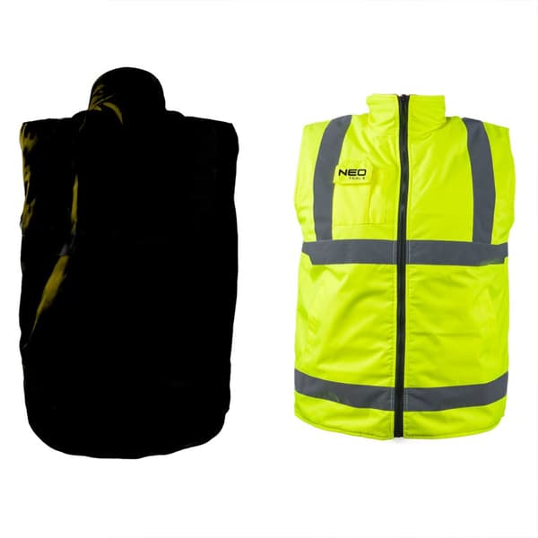 Arbejdsvest, vendbar, refleks på én side, gul, str. S/48