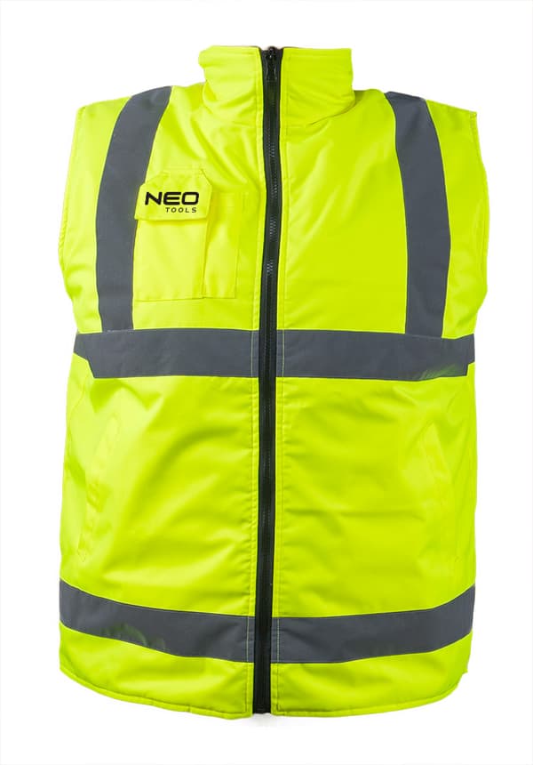 Arbejdsvest, vendbar, refleks på én side, gul, str. S/48