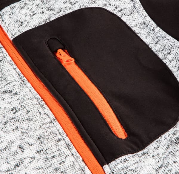 Strikket sweatshirt forstærket med softshell-stof, størrelse S