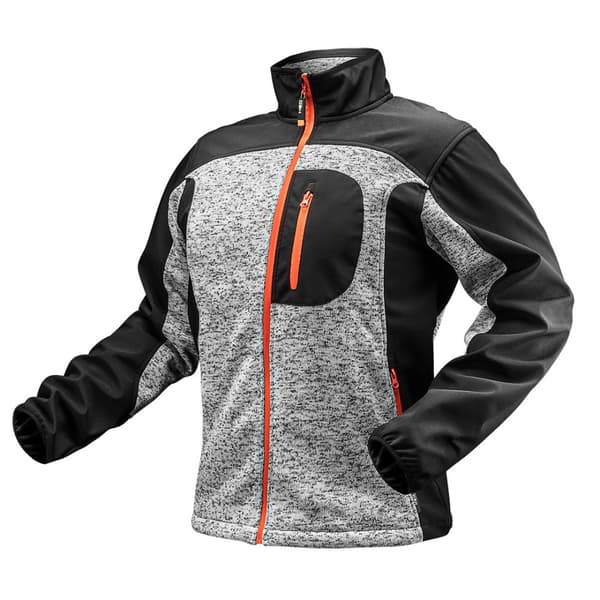 Stickad sweatshirt förstärkt med softshell-tyg, storlek XXL