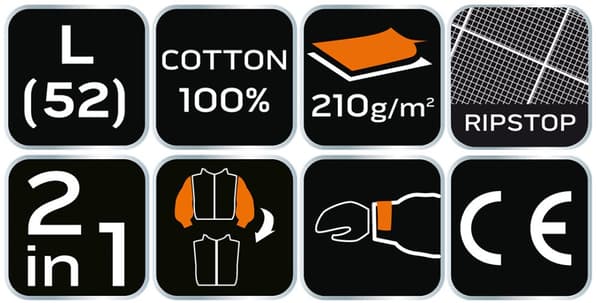PREMIUM arbejdssweatshirt, 100% bomuld, ripstop, str. L