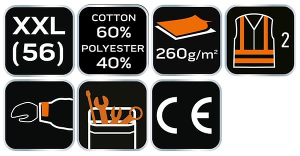 Varoituspusero 40% polyesteriä, 60% puuvillaa, 260 gsm, koko XXL