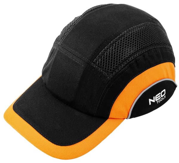 Förstärkt basebollkeps, svart och orange, CE