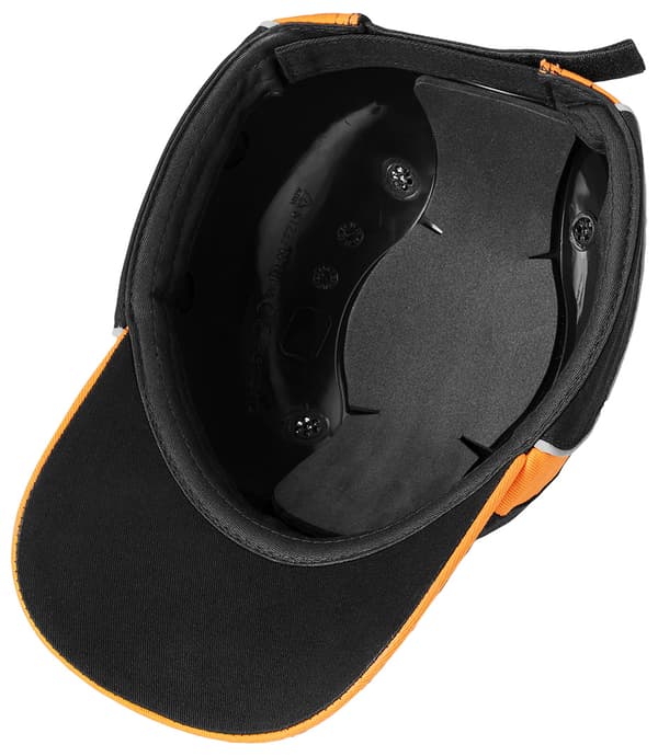 Förstärkt basebollkeps, svart och orange, CE