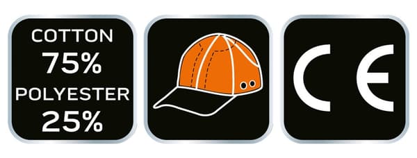 Förstärkt basebollkeps, svart och orange, CE