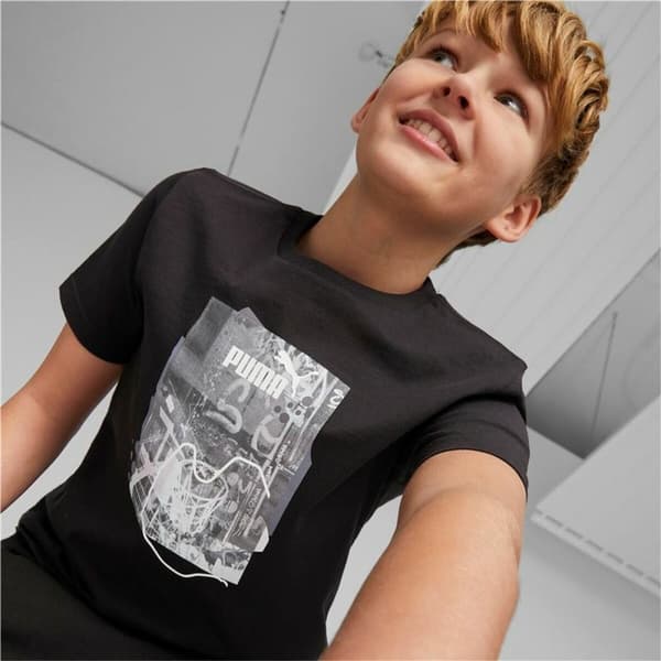 T-shirt med kortärm Barn Puma Essentials+ Street Art Grap Svart - 13-14 år