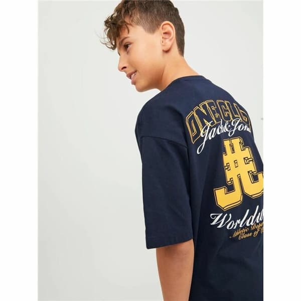 Barn T-shirt med kortärm Jack & Jones Jorcole Back Print Marinblå - 110-116 cm